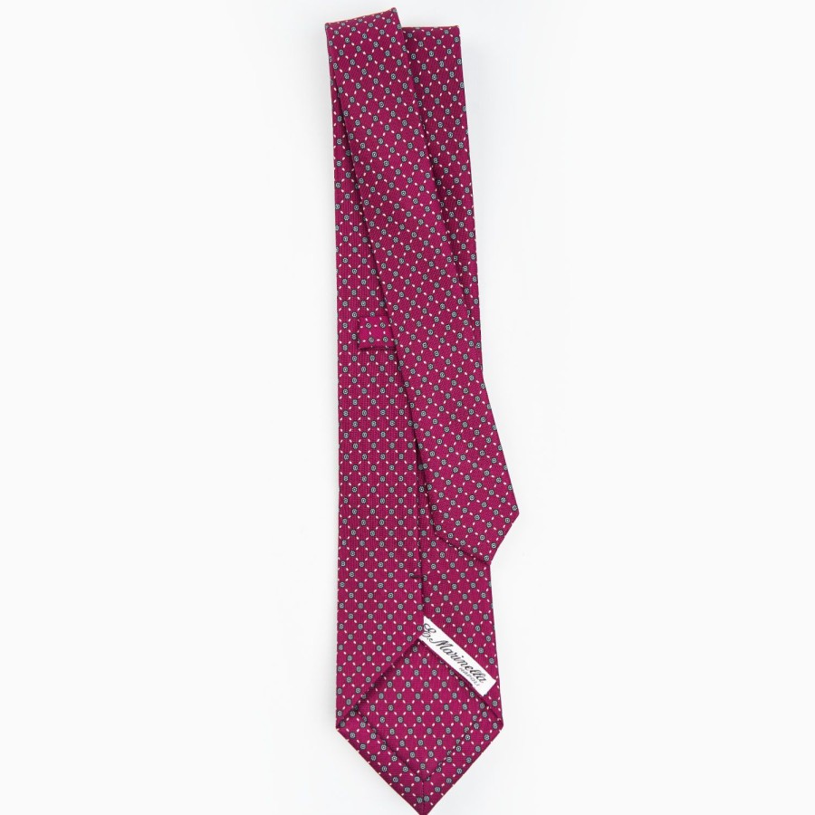 Best E.Marinella Burgundy Sartorial Classic Silk Tie - Small Flower Pattern