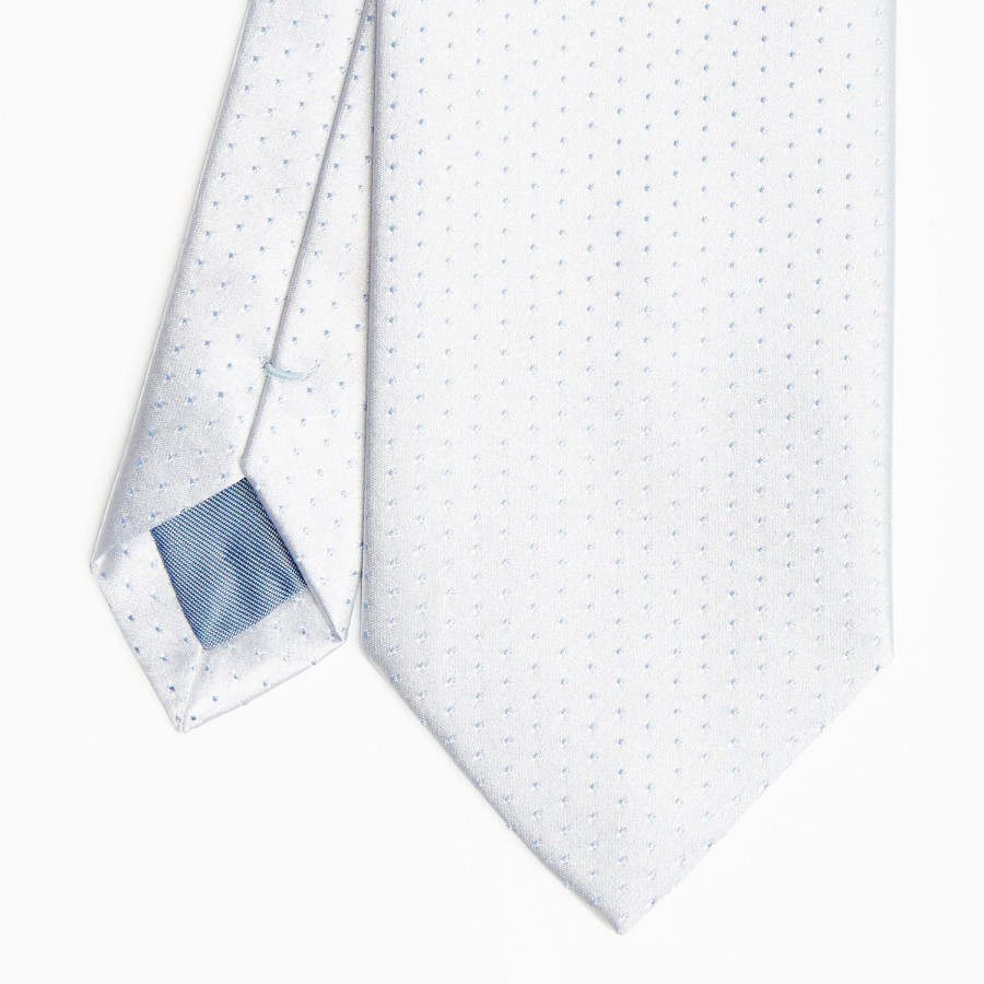 Hot E.Marinella Light Blue Cerimonial Silk Satin Tie Small Polka Dot Pattern