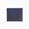 New E.Marinella Dark Blue Leather And Silk Credit Card Holder - 5 Compartments