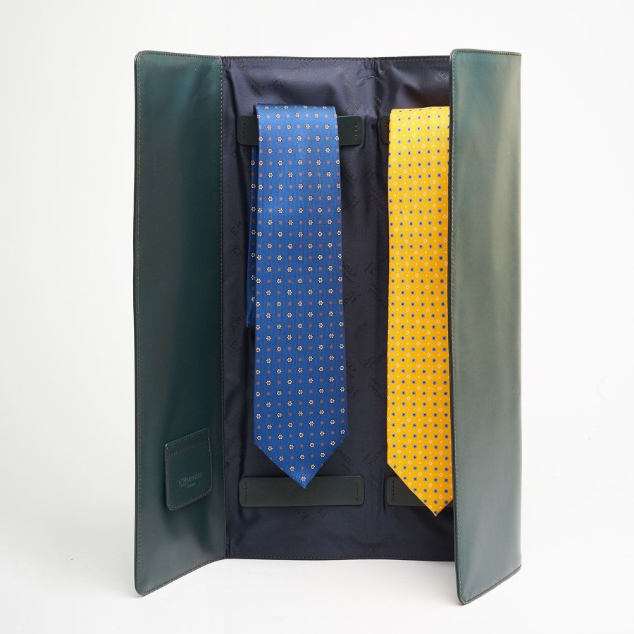 Wholesale E.Marinella Dark Green Travel Tie Holder In Leather