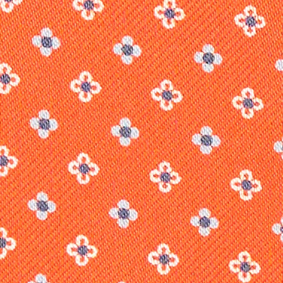 Clearance E.Marinella Orange Silk Ascot Tie - Small Flower Designs