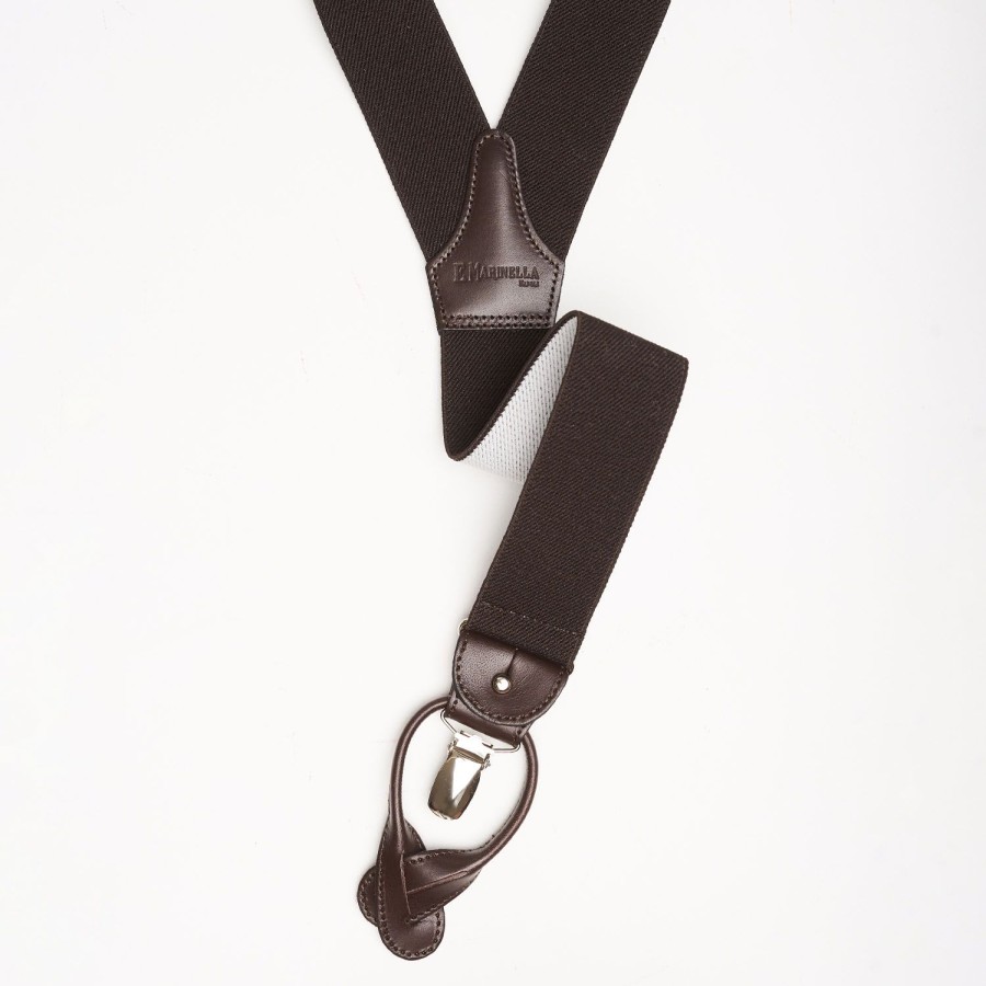 Best E.Marinella Dark Brown Plain Colour Braces