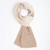 New E.Marinella Beige And Light Brown Two-Tone Cashmere Neck Warmer Geometric Pattern