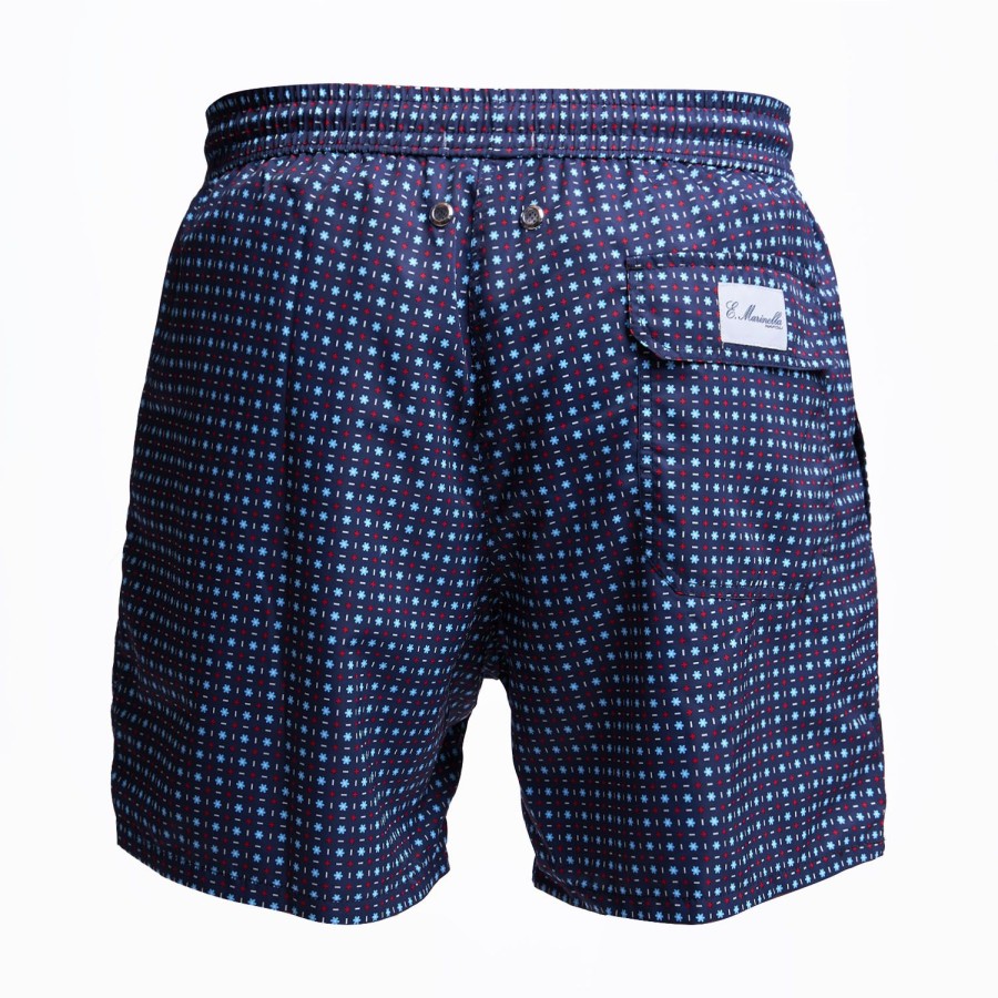 Clearance E.Marinella Dark Blue Swim Short - Small Flower Pattern