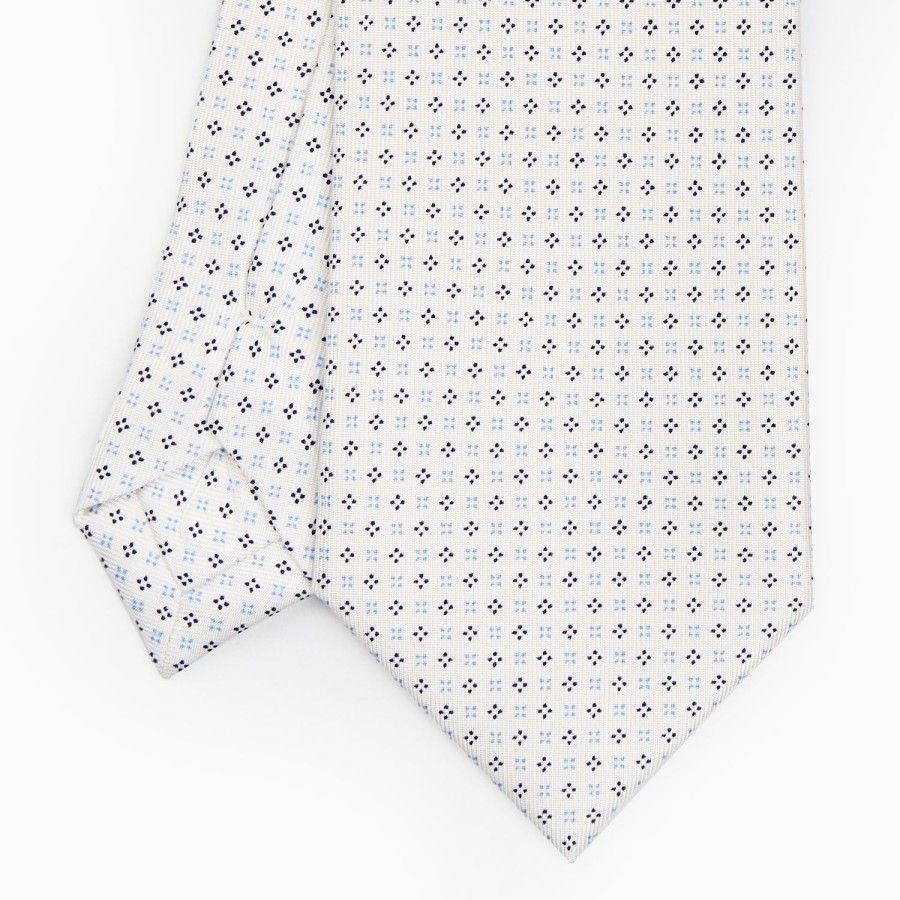 Wholesale E.Marinella White Sartorial Classic Silk Tie - Small Flower Designs