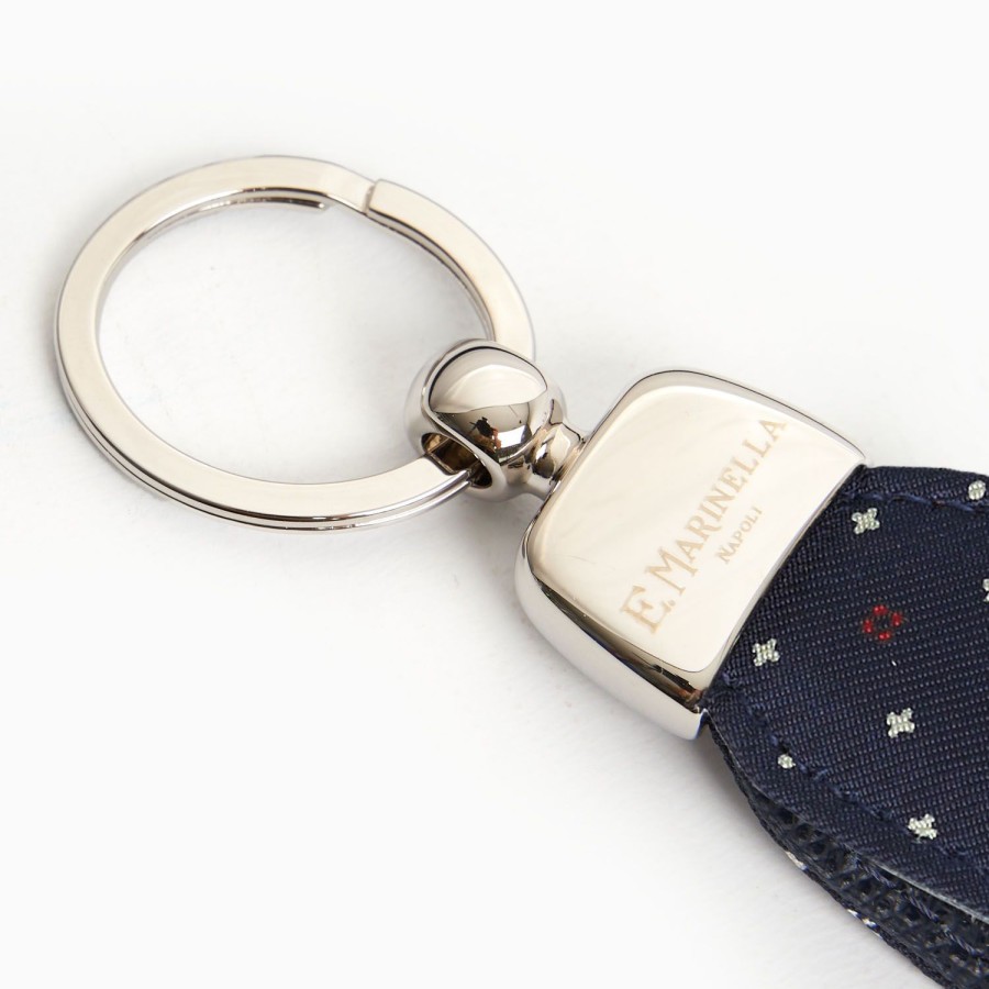 Online E.Marinella Dark Blue Keyfob In Silk And Leather