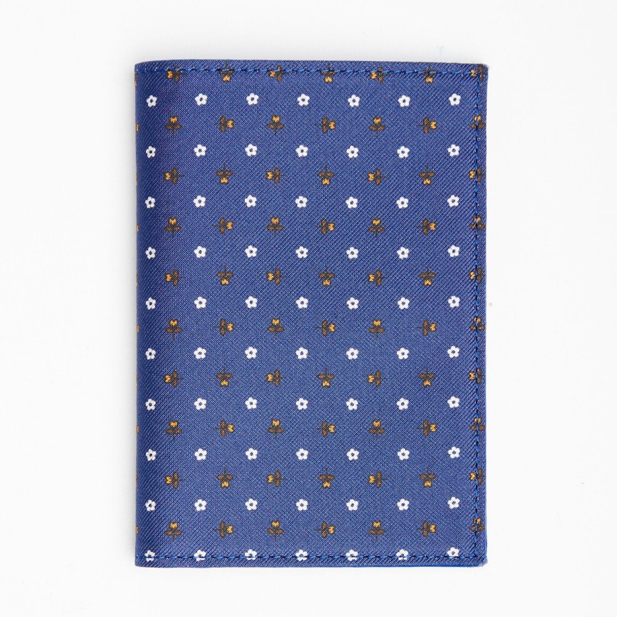 Clearance E.Marinella Blue Vertical Wallet In Silk And Leather