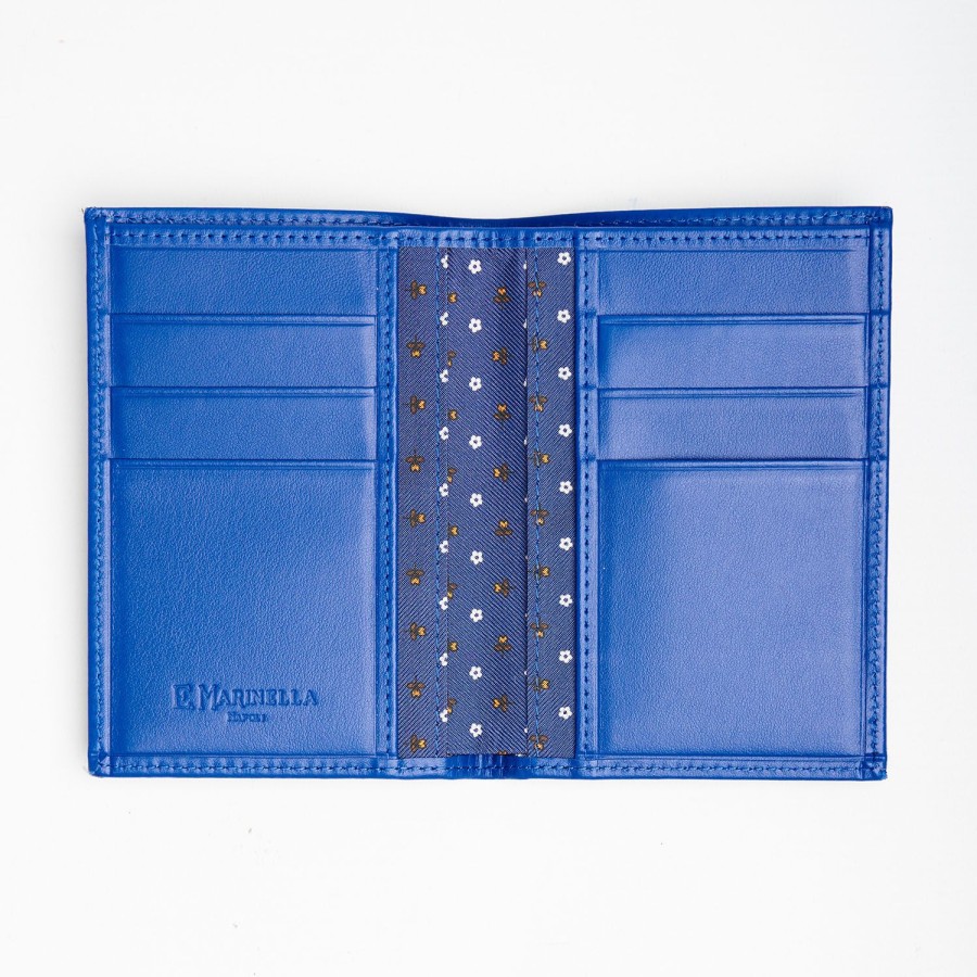 Clearance E.Marinella Blue Vertical Wallet In Silk And Leather