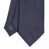 New E.Marinella Cerimonial Solid Dark Blue Silk Satin Tie