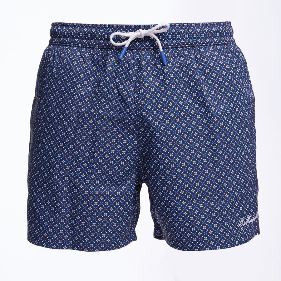 Clearance E.Marinella Dark Blue Swim Short - Small Flower Pattern