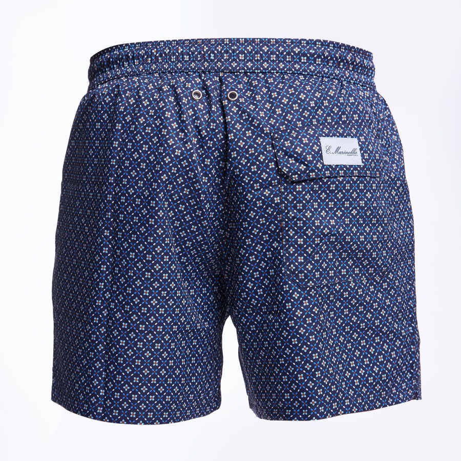 Clearance E.Marinella Dark Blue Swim Short - Small Flower Pattern