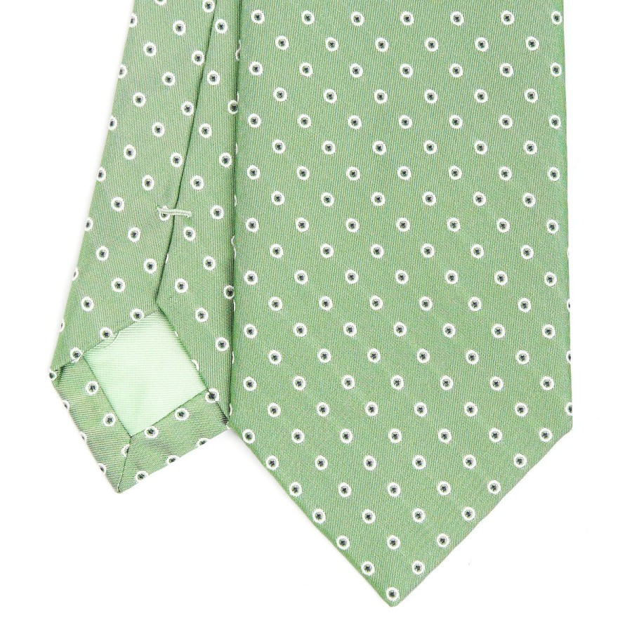 Hot E.Marinella Light Green Sartorial Jacquard Silk Tie - Small Geometric Pattern