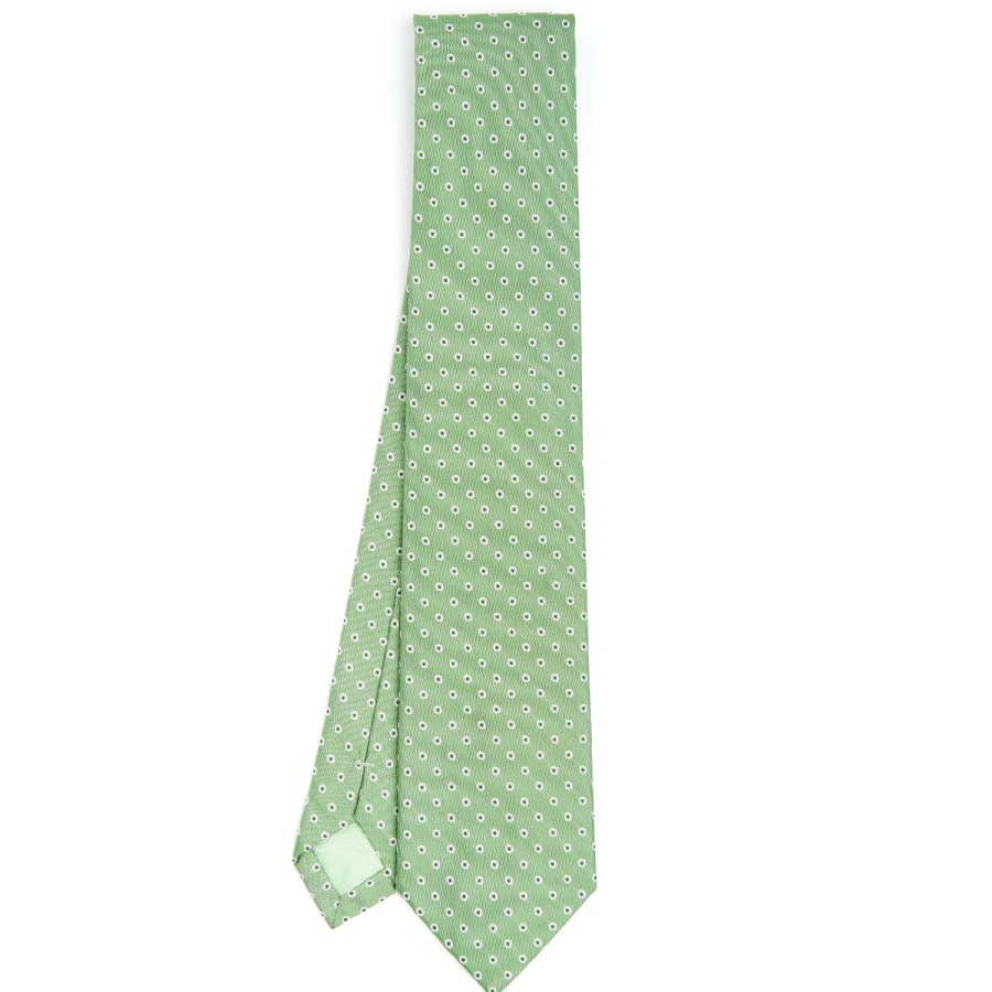 Hot E.Marinella Light Green Sartorial Jacquard Silk Tie - Small Geometric Pattern