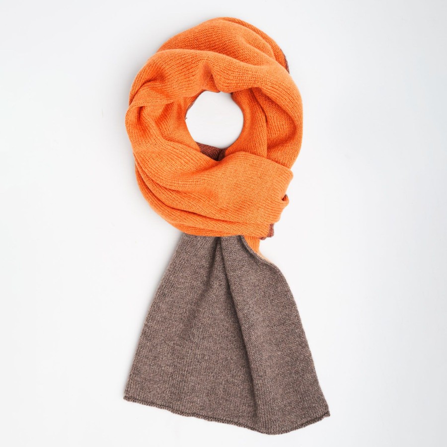 Hot E.Marinella Light Brown And Orange Two-Tone Solid Cashmere Neck Warmer