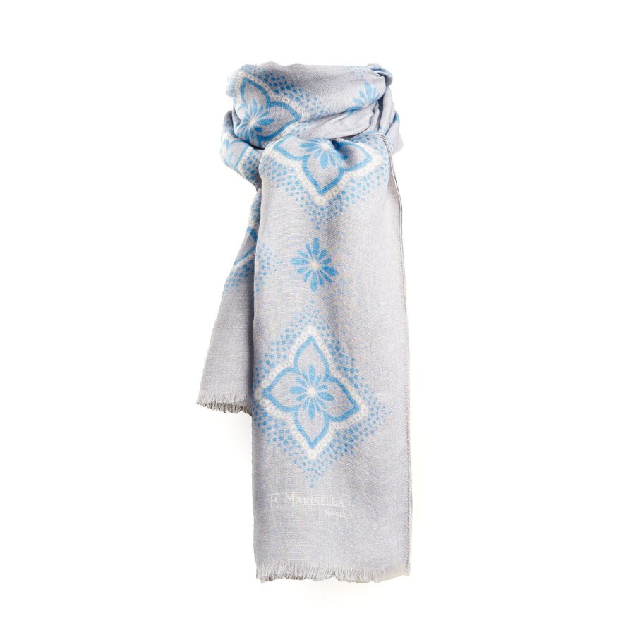 Wholesale E.Marinella Light Grey Cotton And Linen Scarf