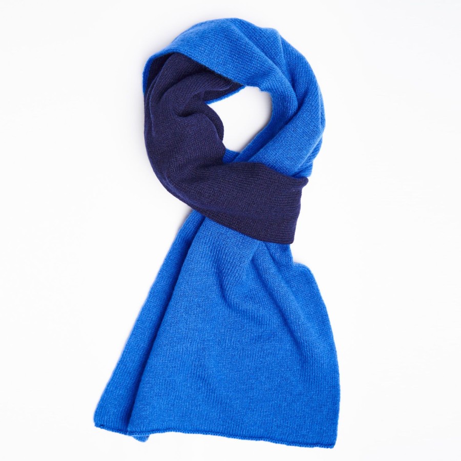 Clearance E.Marinella Midnight Blue And Blue Two-Tone Solid Cashmere Neck Warmer