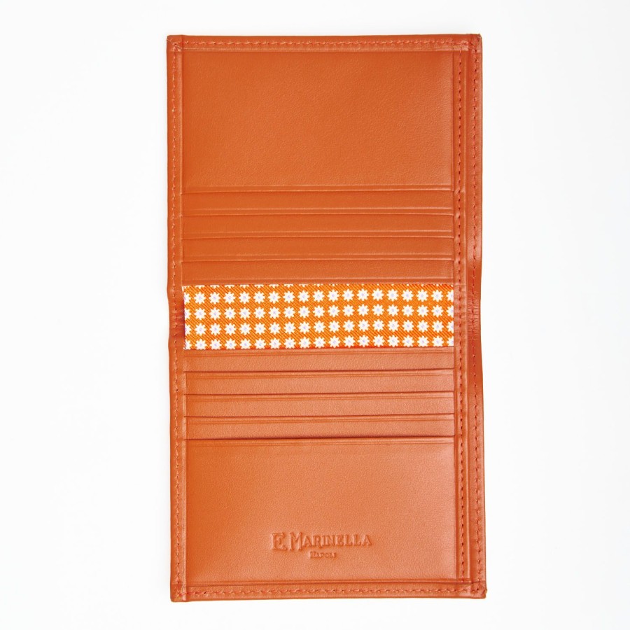 Best E.Marinella Orange Small Wallet In Silk And Leather