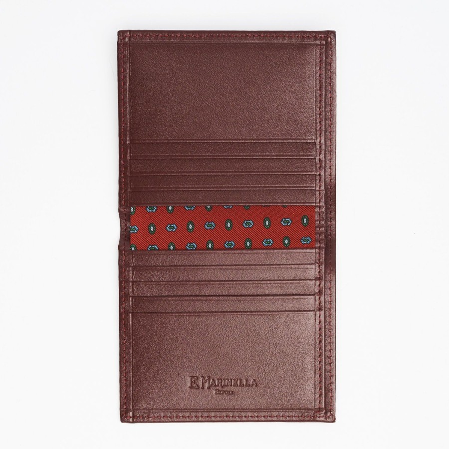 Wholesale E.Marinella Burgundy Small Wallet In Silk And Leather