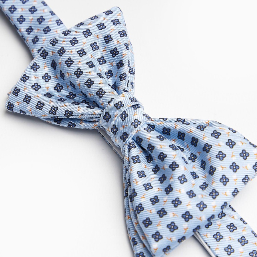 Best E.Marinella Light Blue Pre-Knotted Bowtie - Small Flower Pattern