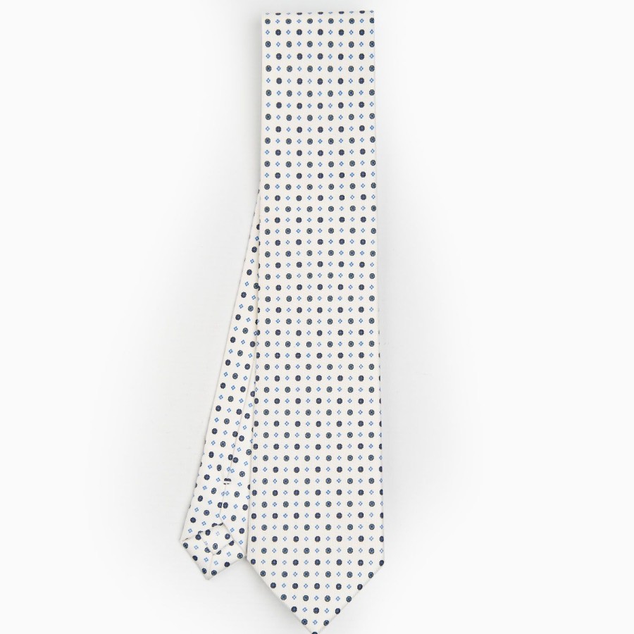 Hot E.Marinella White Sartorial Classic Silk Tie - Small Flower Pattern