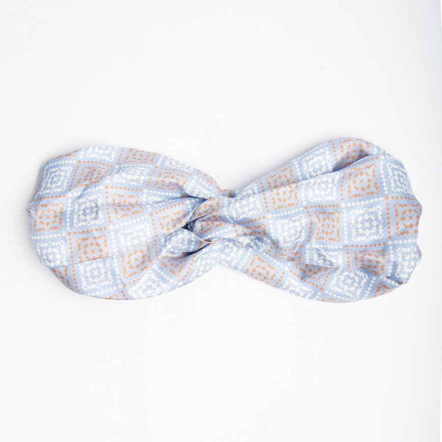 Wholesale E.Marinella Light Blue Headscarf Twist - Archivio Pattern