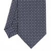 Clearance E.Marinella Dark Blue Sartorial Classic Silk Tie - Small Flower Designs