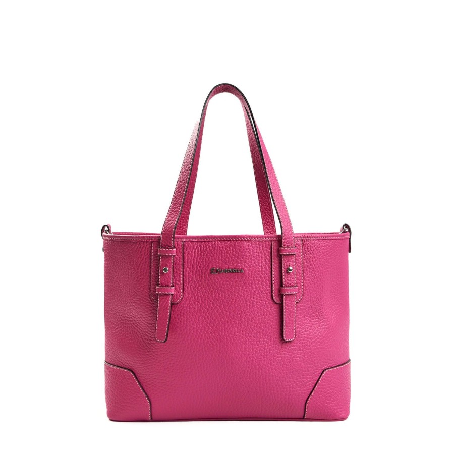 Hot E.Marinella Fucsia Textured Leather Midi Tote Bag