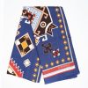 Clearance E.Marinella Blue Wool And Silk Scarf With Geometric Design