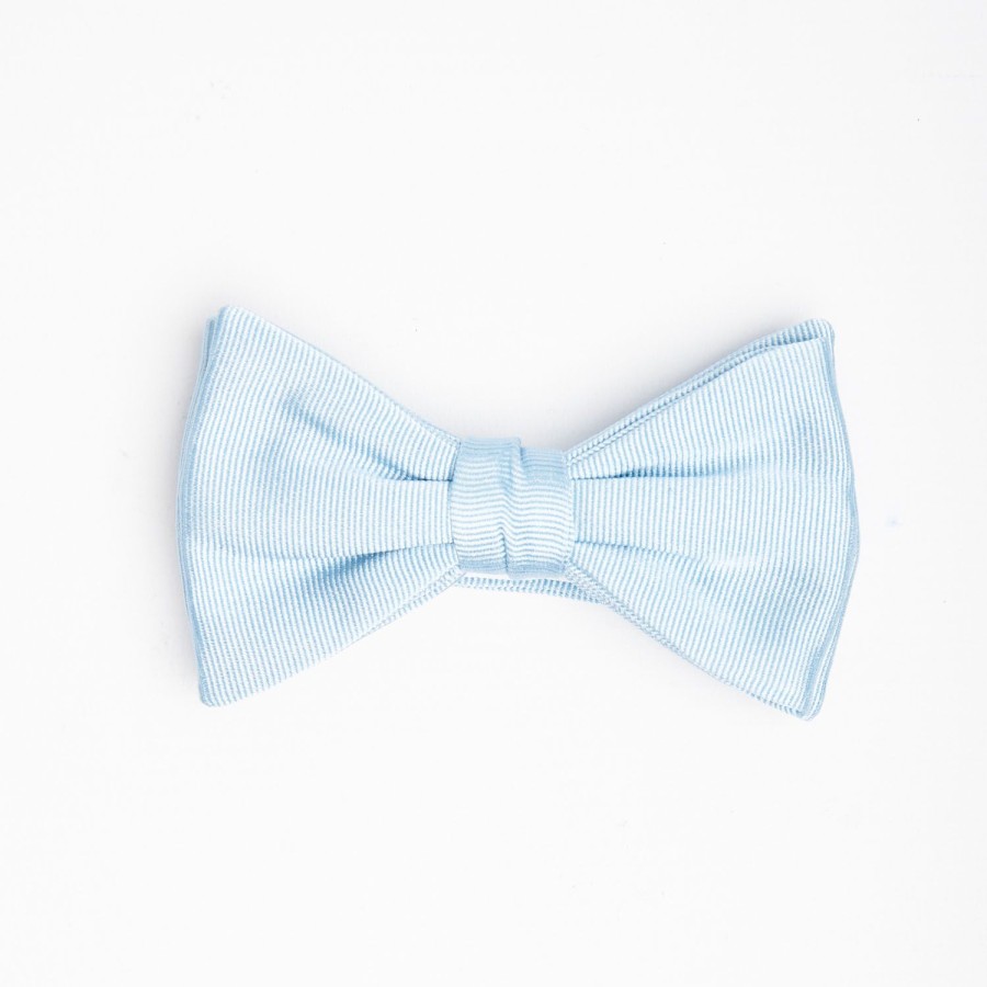 Wholesale E.Marinella Light Blue Pre-Knotted Silk Bowtie - Solid Color