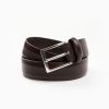 New E.Marinella Classic Chocolate Dark Leather Belt 30 Mm