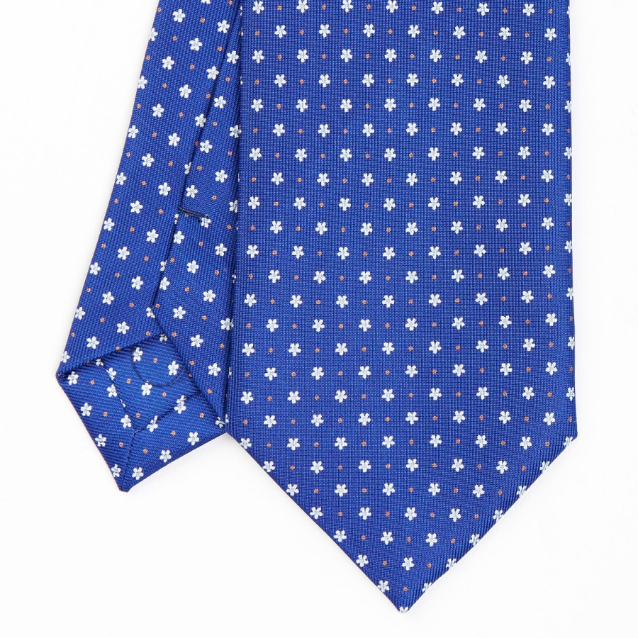 Best E.Marinella Blue Sartorial Classic Silk Tie - Small Flower Pattern