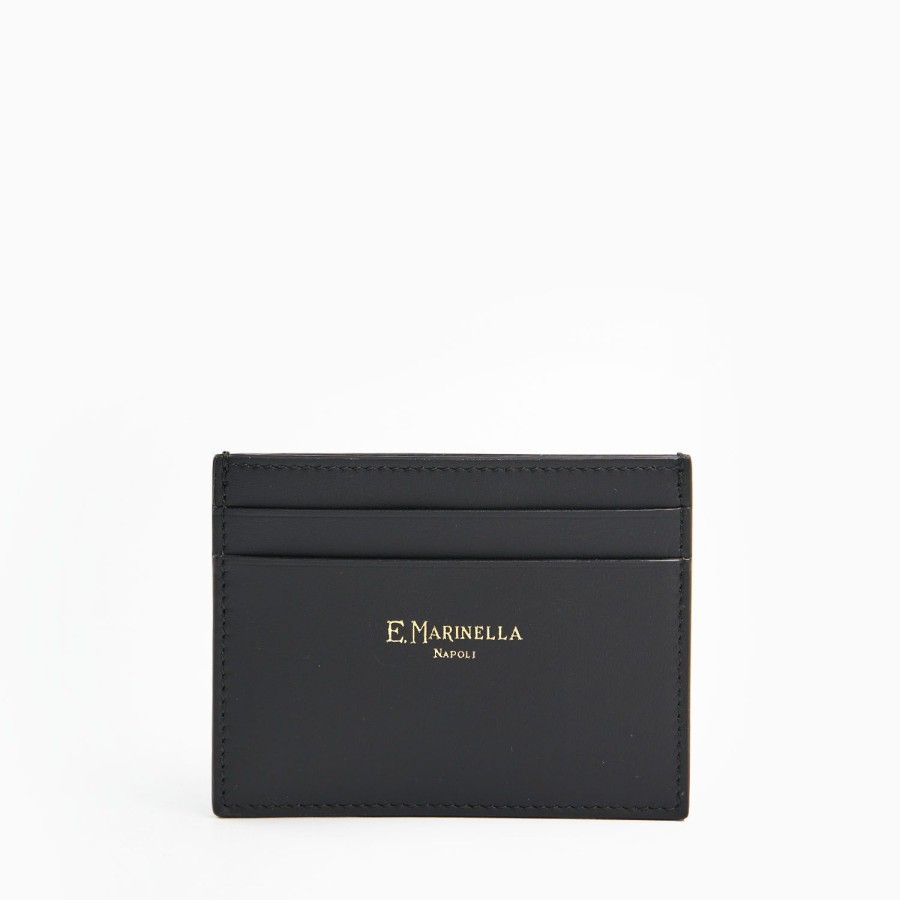 Online E.Marinella Black Small Credit Card Holder In Soft Leather