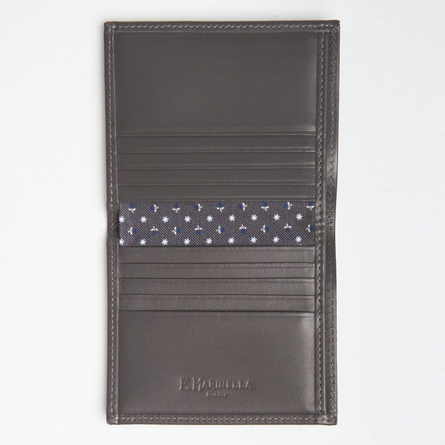 Best E.Marinella Dark Grey Small Wallet In Silk And Leather