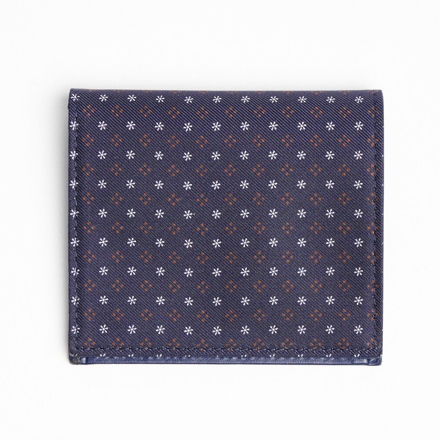 Online E.Marinella Dark Blue Small Wallet In Silk And Leather