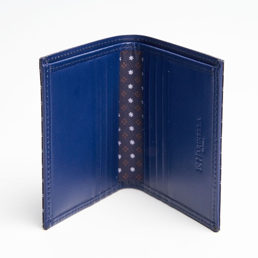 Online E.Marinella Dark Blue Small Wallet In Silk And Leather