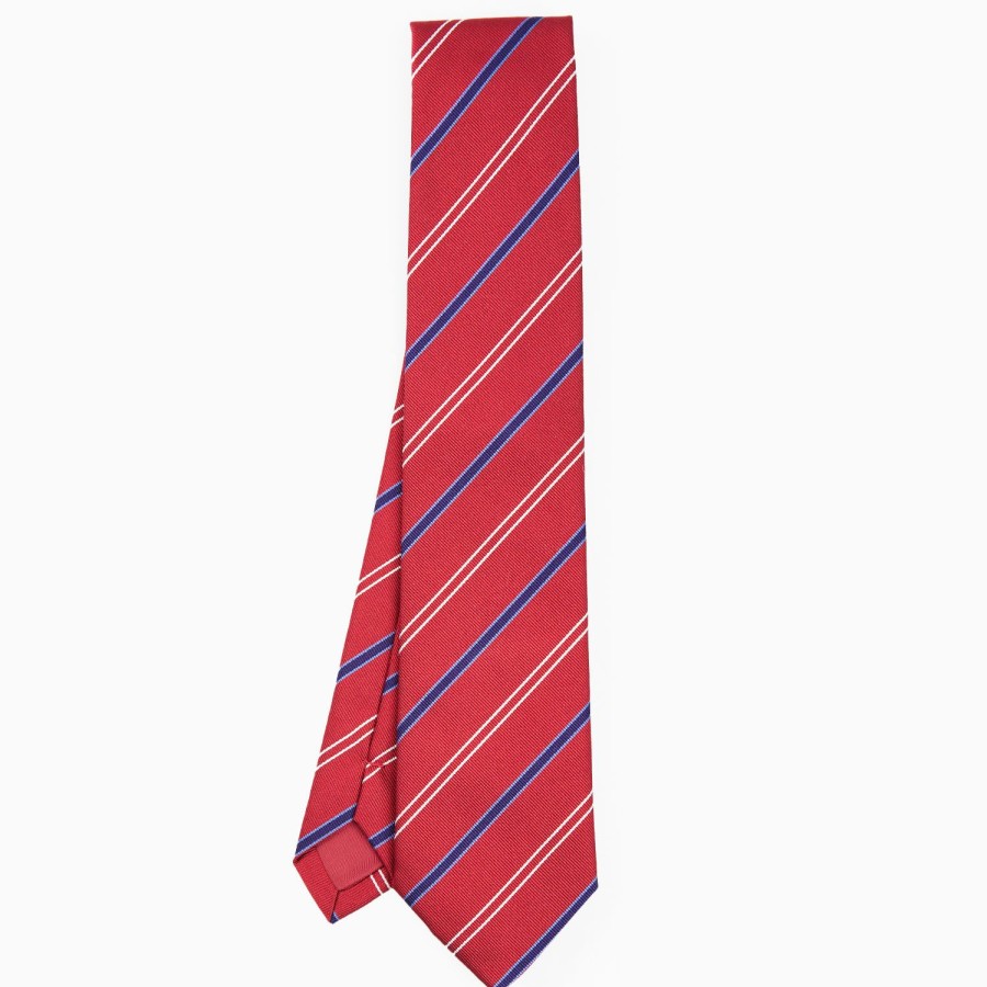 Best E.Marinella Red Sartorial Striped Silk Tie