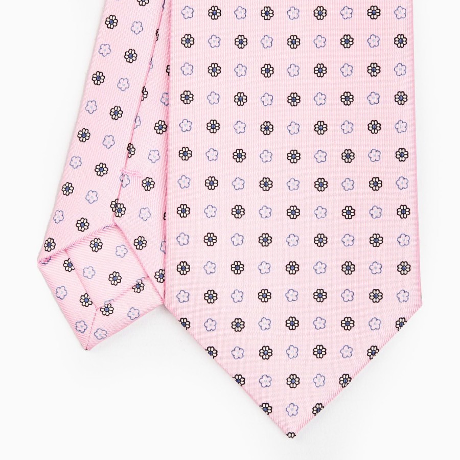 Wholesale E.Marinella Pink Sartorial Classic Silk Tie - Small Flower Pattern