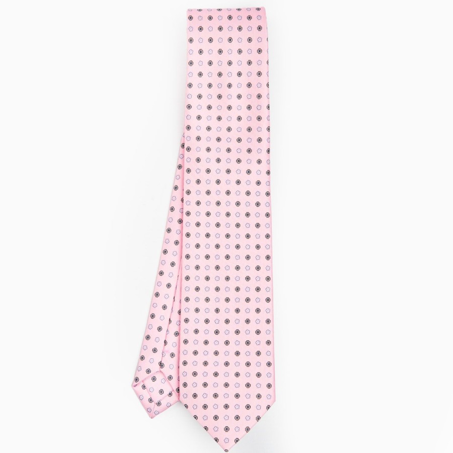 Wholesale E.Marinella Pink Sartorial Classic Silk Tie - Small Flower Pattern