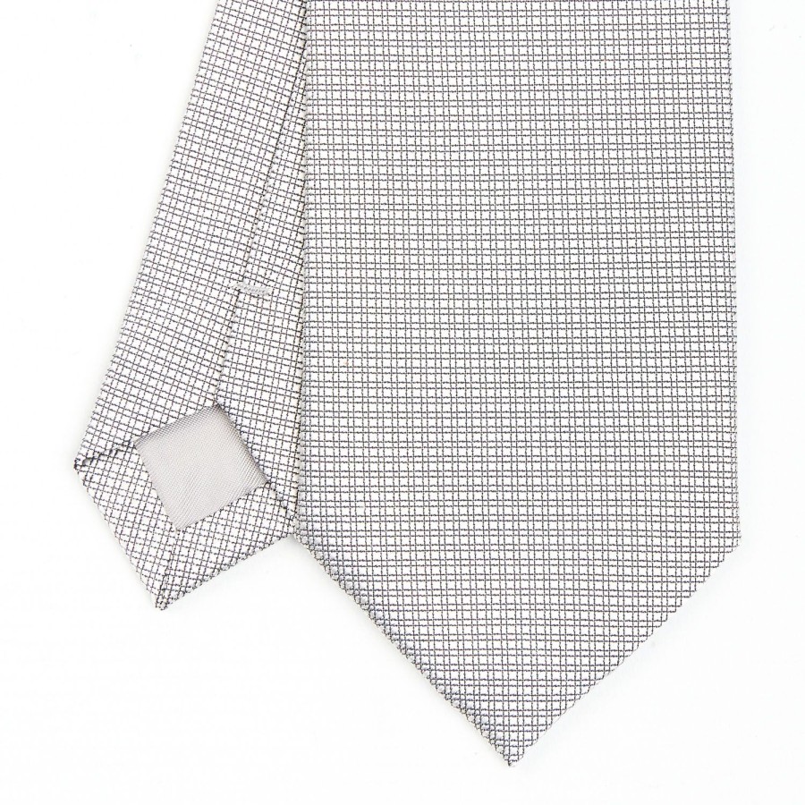 Online E.Marinella Light Grey Ceremonial Jacquard Silk Tie - Small Geometric Pattern