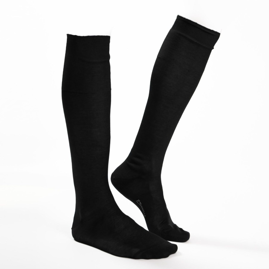 Online E.Marinella Black Long Socks In Sea Island Cotton