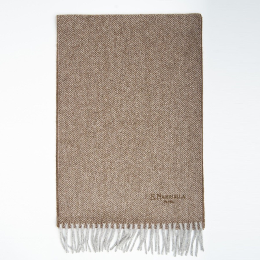 Wholesale E.Marinella Light Brown Cashmere Fringed Scarf