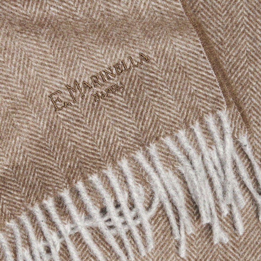 Wholesale E.Marinella Light Brown Cashmere Fringed Scarf