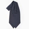 Wholesale E.Marinella Dark Blue Silk Ascot Tie - Small Flower Designs