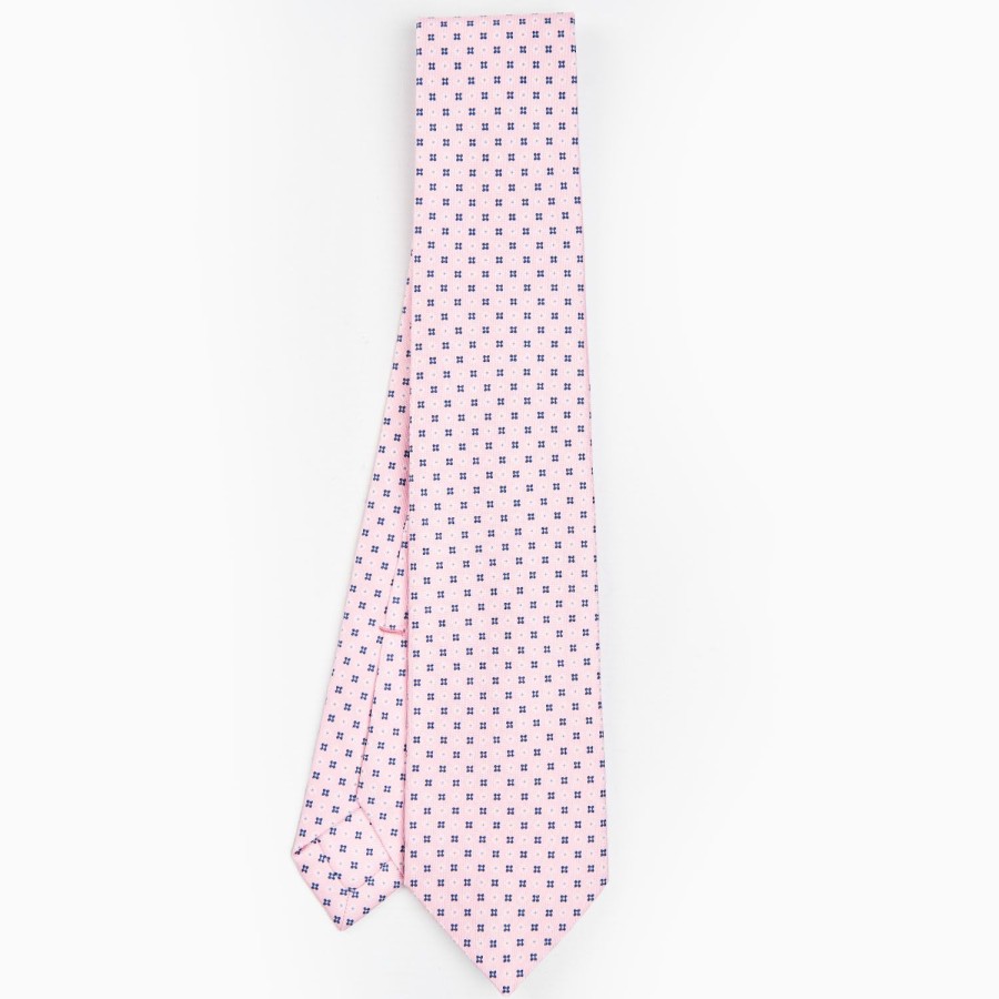 Online E.Marinella Pink 5 Fold Sartorial Silk Tie - Small Flower Pattern