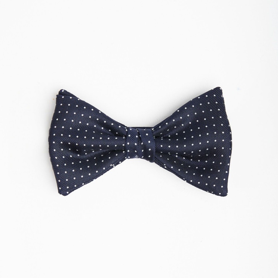 Online E.Marinella Dark Blue Pre-Knotted Silk Bowtie - Polka Dot Pattern