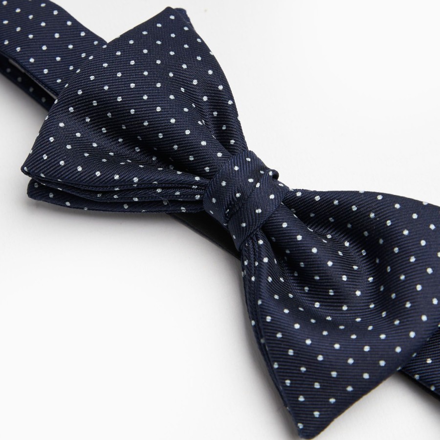 Online E.Marinella Dark Blue Pre-Knotted Silk Bowtie - Polka Dot Pattern