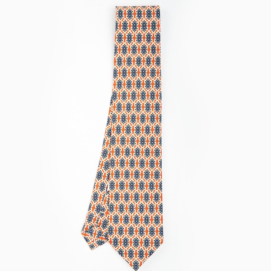 Best E.Marinella Orange Archivio Collection Silk Tie 1986-04