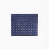 Clearance E.Marinella Dark Blue Silk And Leather Credit Card Holder - 5 Compartments