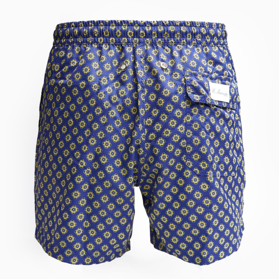 Wholesale E.Marinella Blue Swim Shorts- Large Flower Pattern