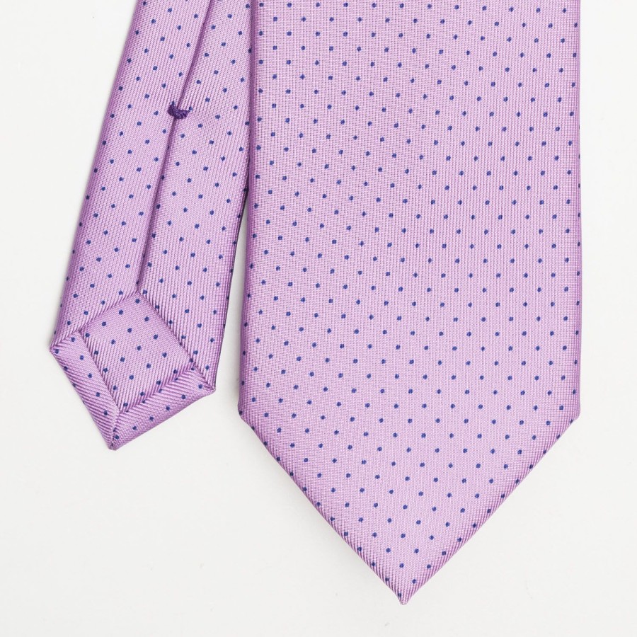 Wholesale E.Marinella Lilac Sartorial Classic Silk Tie - Polka Dot Pattern